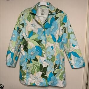 John Paul Richard Stretch Floral Button Up Blouse Women’s Size 18W USED